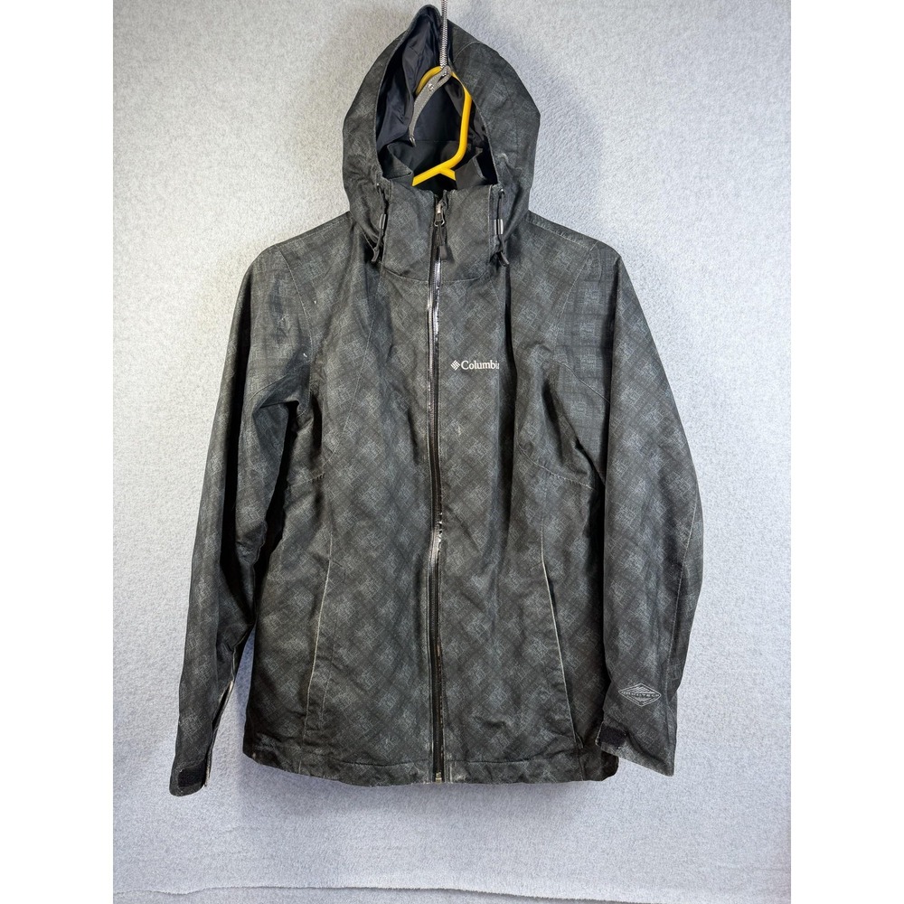 Columbia Jacket Womens XS Gray Plaid Hooded Full Zip Interchange Outdoor‎ Coat